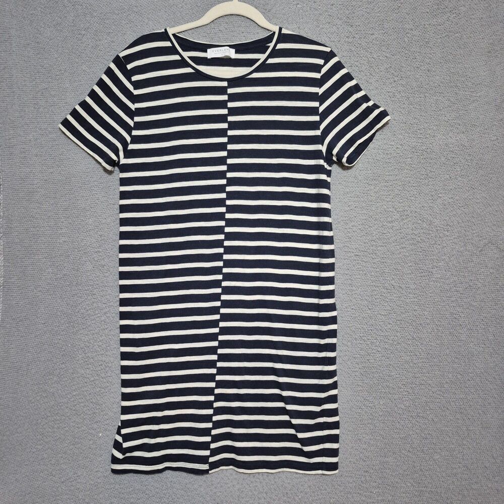 Everlane Women's Cotton Blue White Short Sleeve The Beach Tee Stripe Dress M
